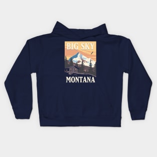 America Big Sky Montana  Country Retro Vintage Style  Travel Poster Apparel Kids Hoodie